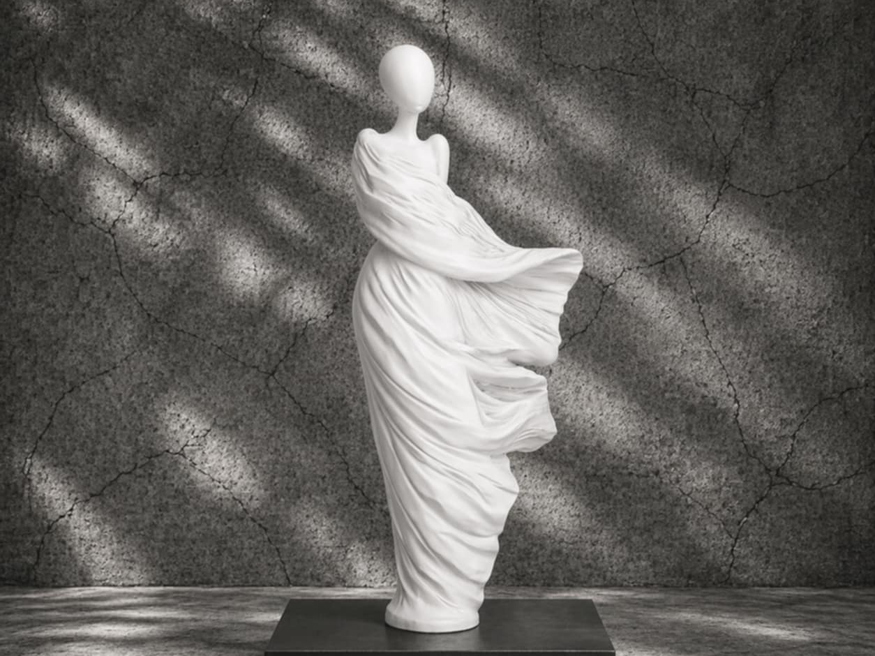 Abstract Draped Woman Sculpture