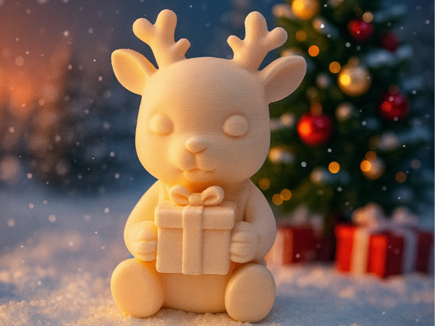 Rentier mit Geschenk