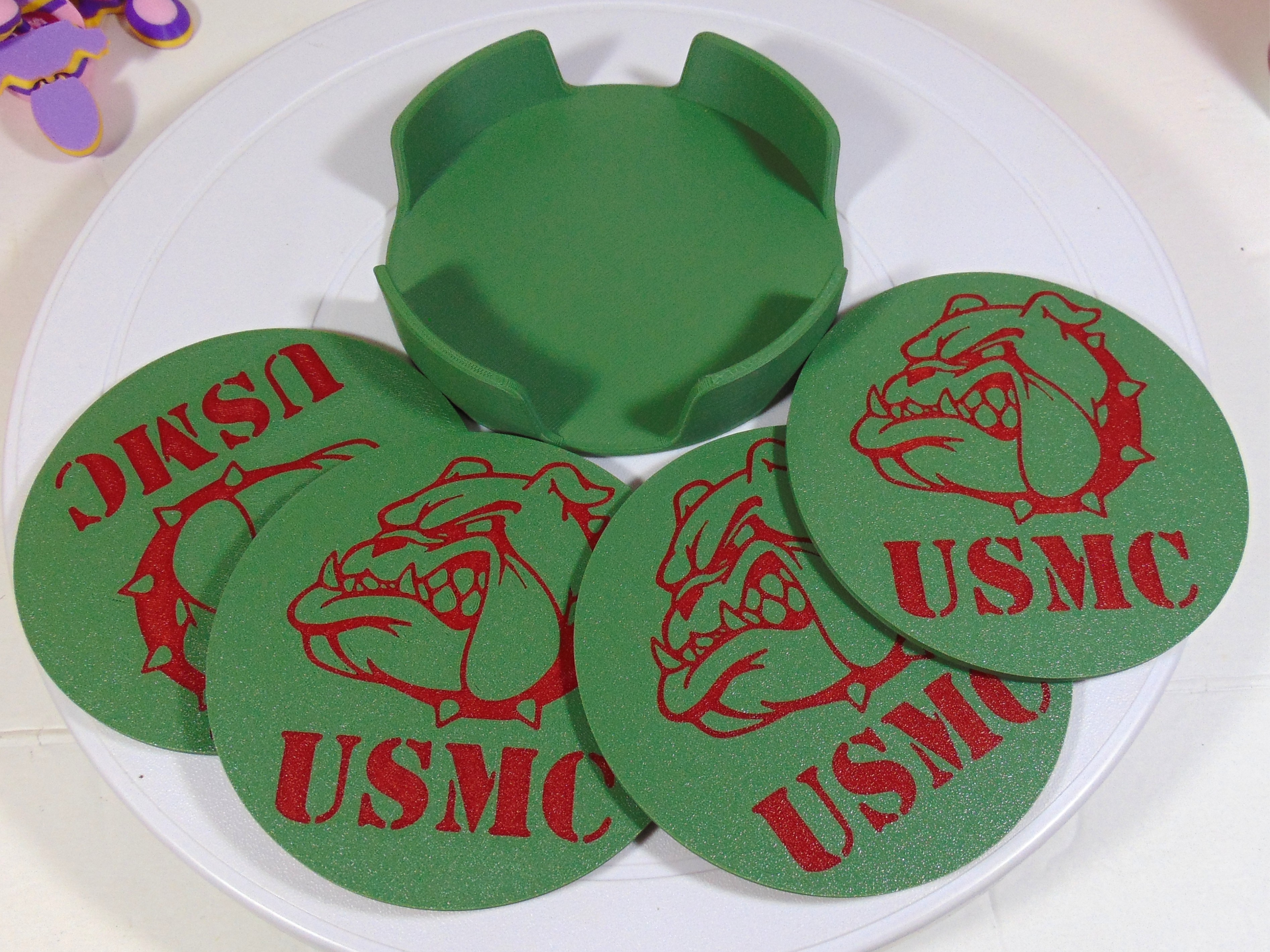 USMC Coaster Set Marines 100mm With Holder