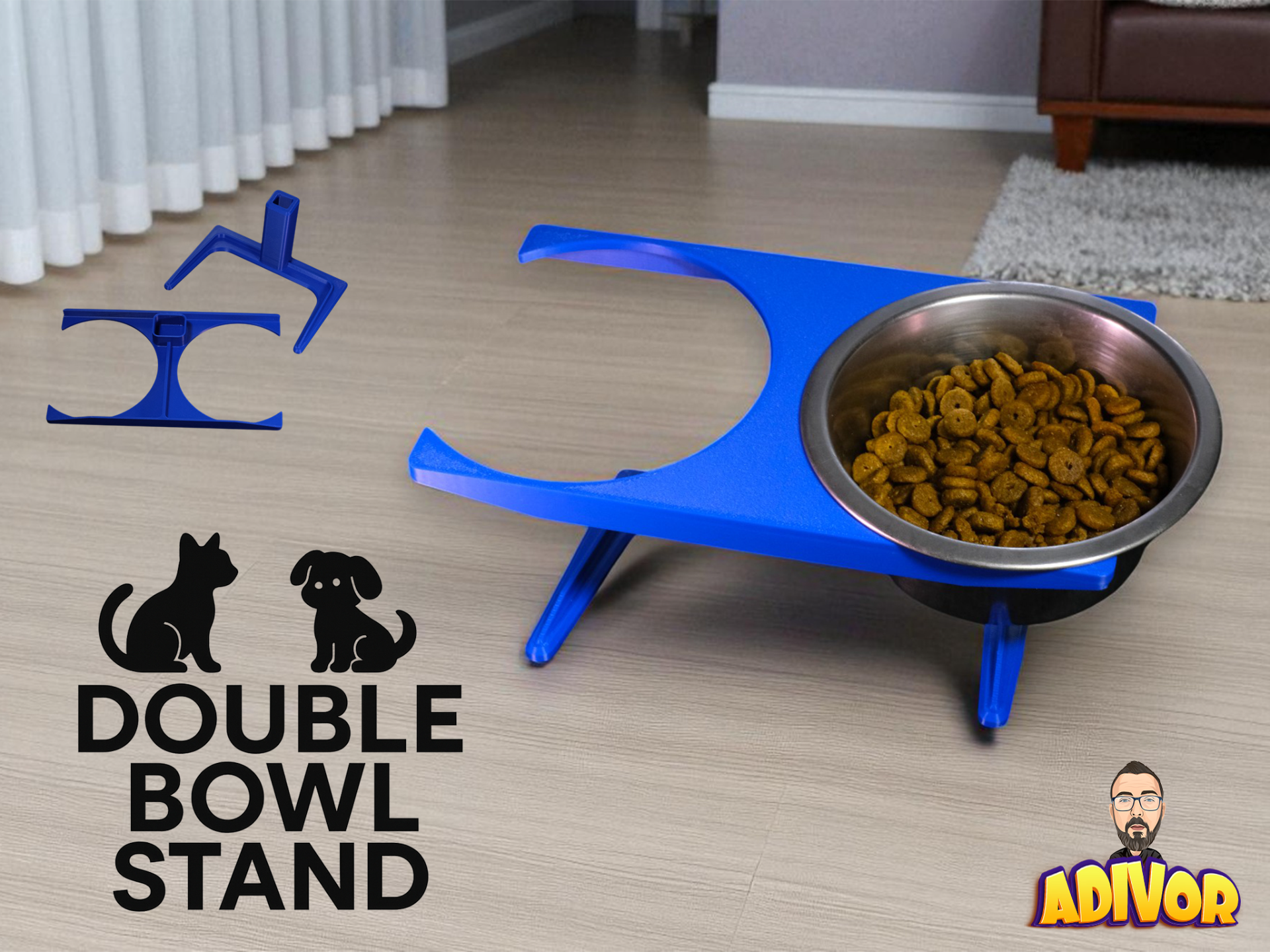 Double Pet Bowl Stand – Fits Bowls up to 125 mm 5"