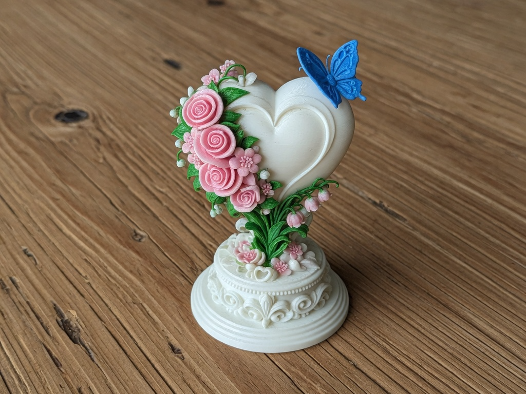 Butterfly Rose Heart Sculpture