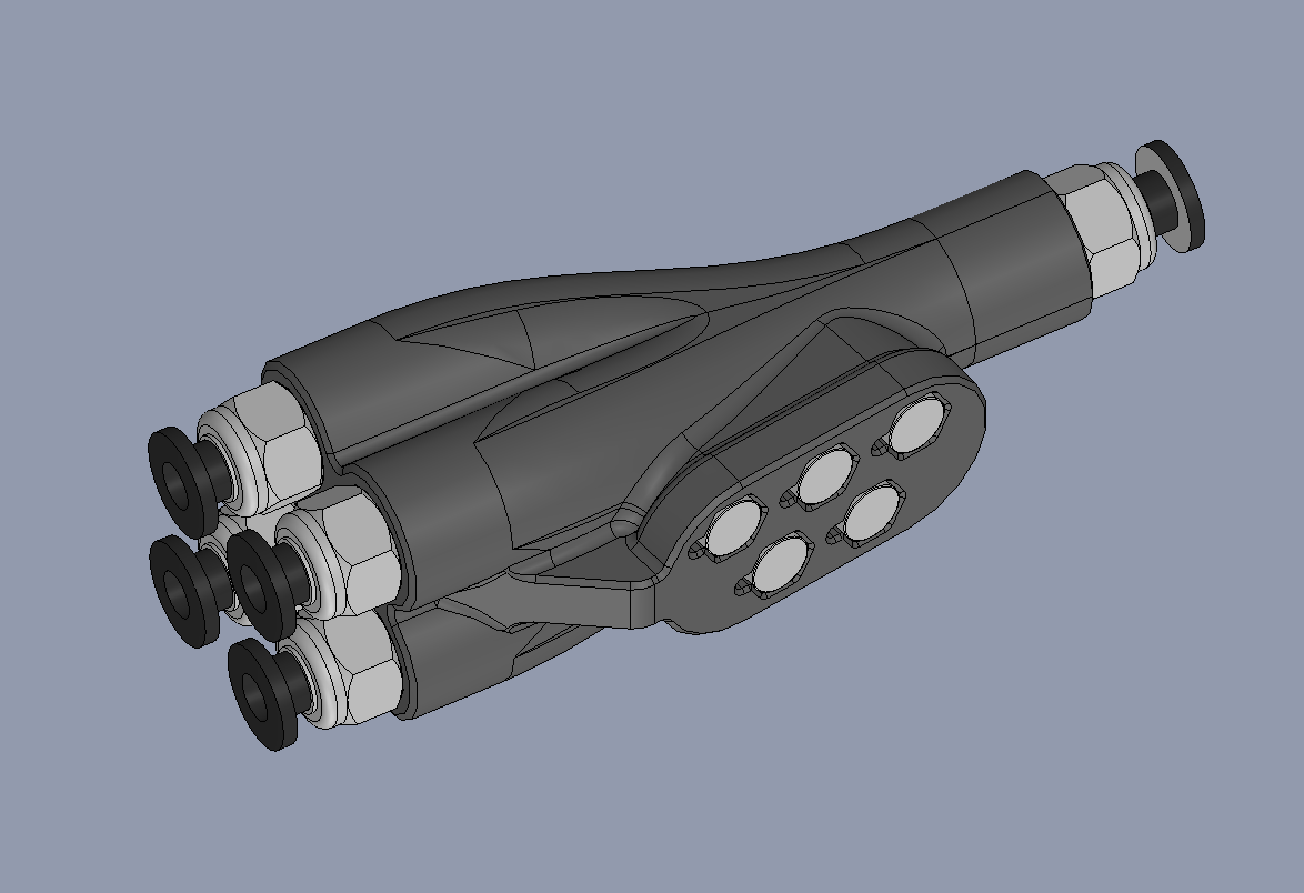 Smooth four way splitter, no supports!