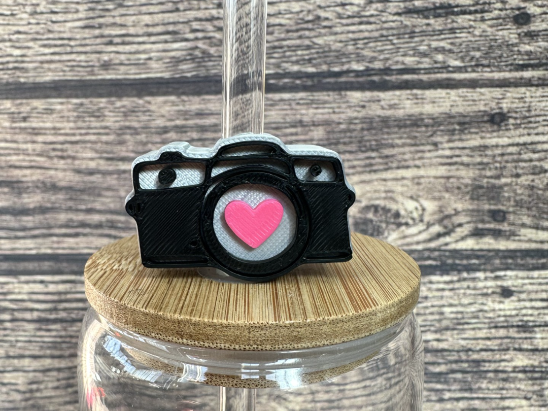 Heart camera Love - photography straw topper