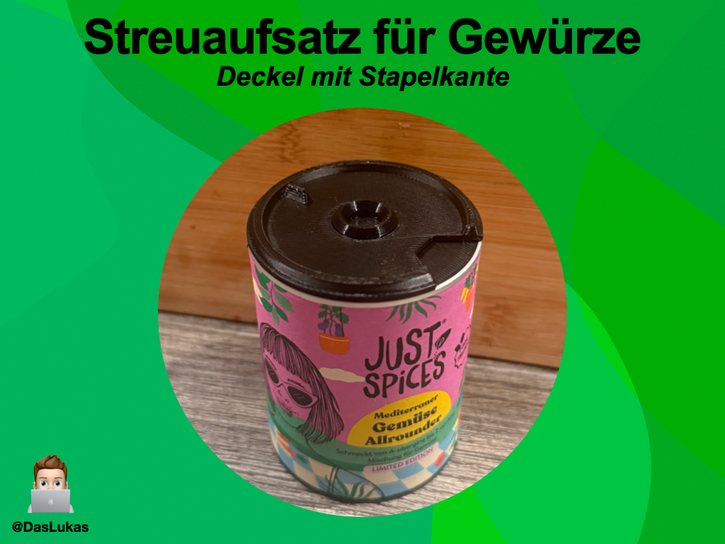 Deckel mit Stapelkante für Gewürzsteuer