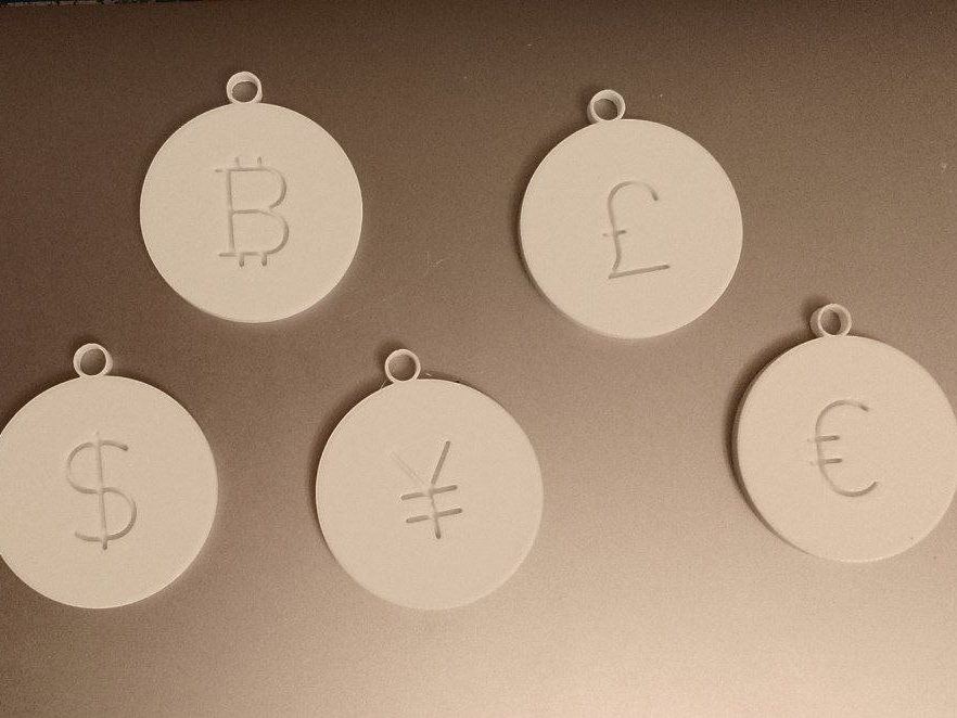 Simple currency single color keychain