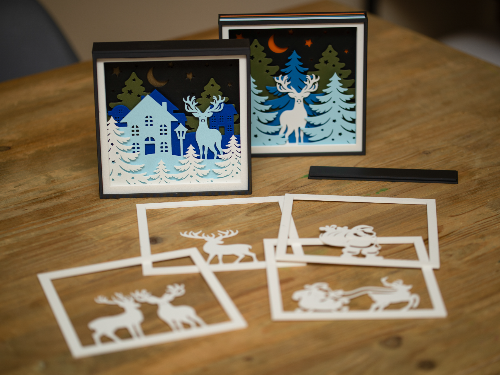 Layered Christmas Shadow Boxes – Reindeer & Santa
