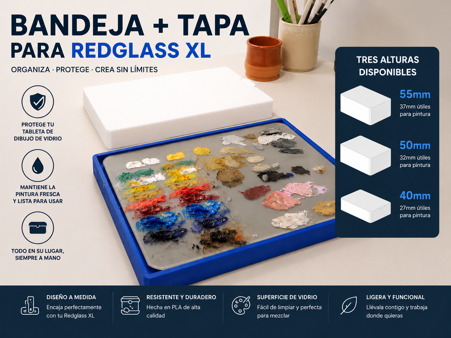 Bandeja con Tapa para Paleta Vidrio Redgrass XL