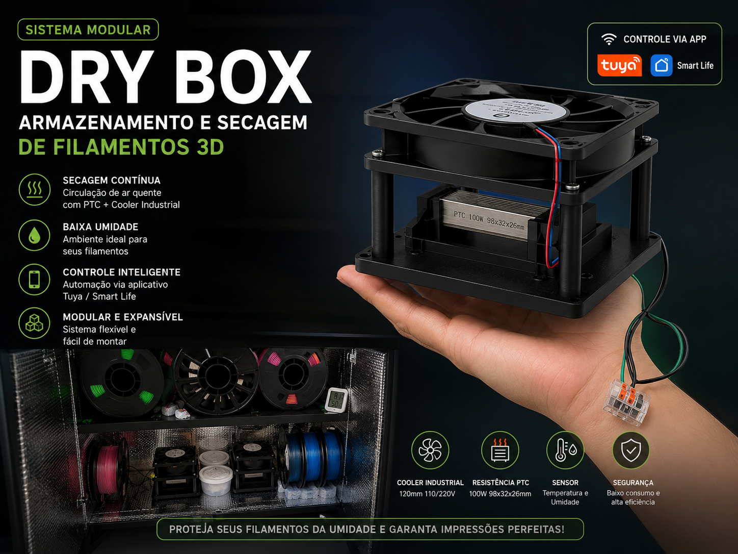 DRY BOX PARA FILAMENTOS - SISTEMA MODULAR COM PTC