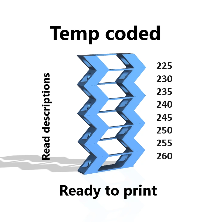 Temp tower ZIG-ZAG PETG, ABS from 225 to 260