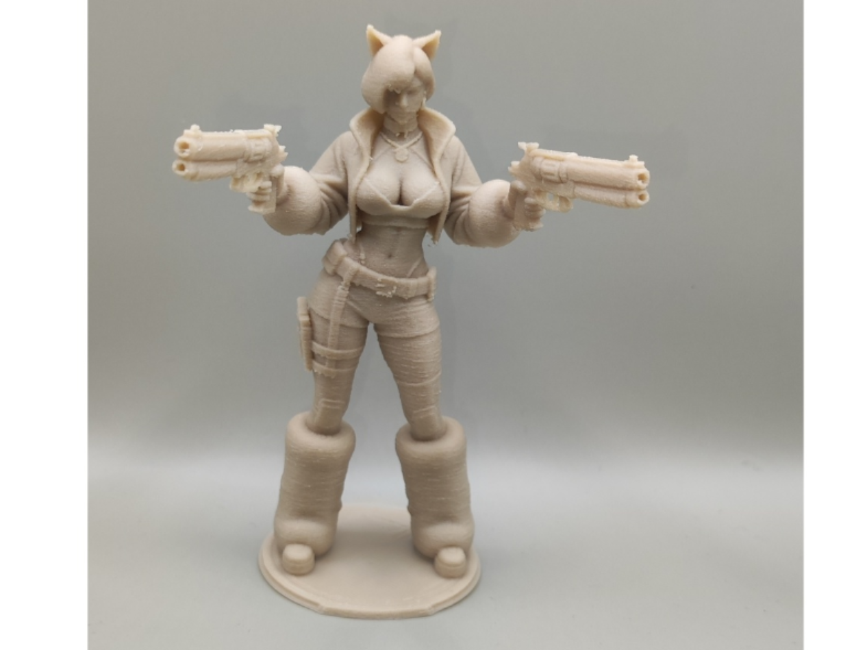 Cyberpunk style girl with 2 guns figurine