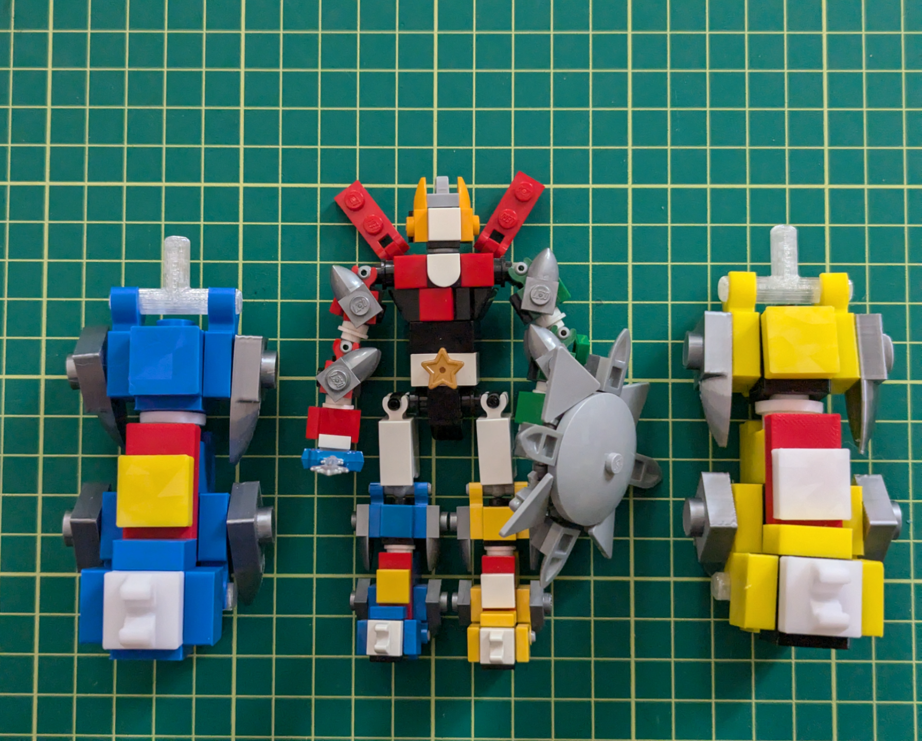 Voltron Brick Built Yellow and Blue Lion x2 scale