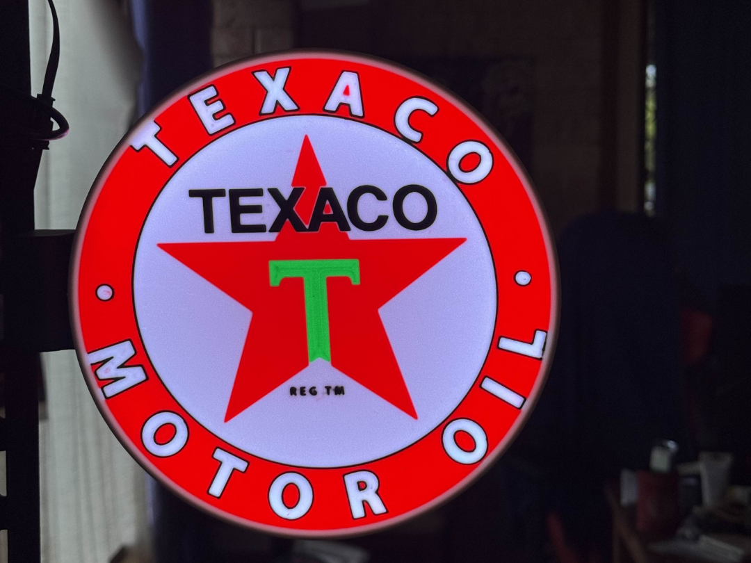 Texaco Motor Oil double sided lightbox