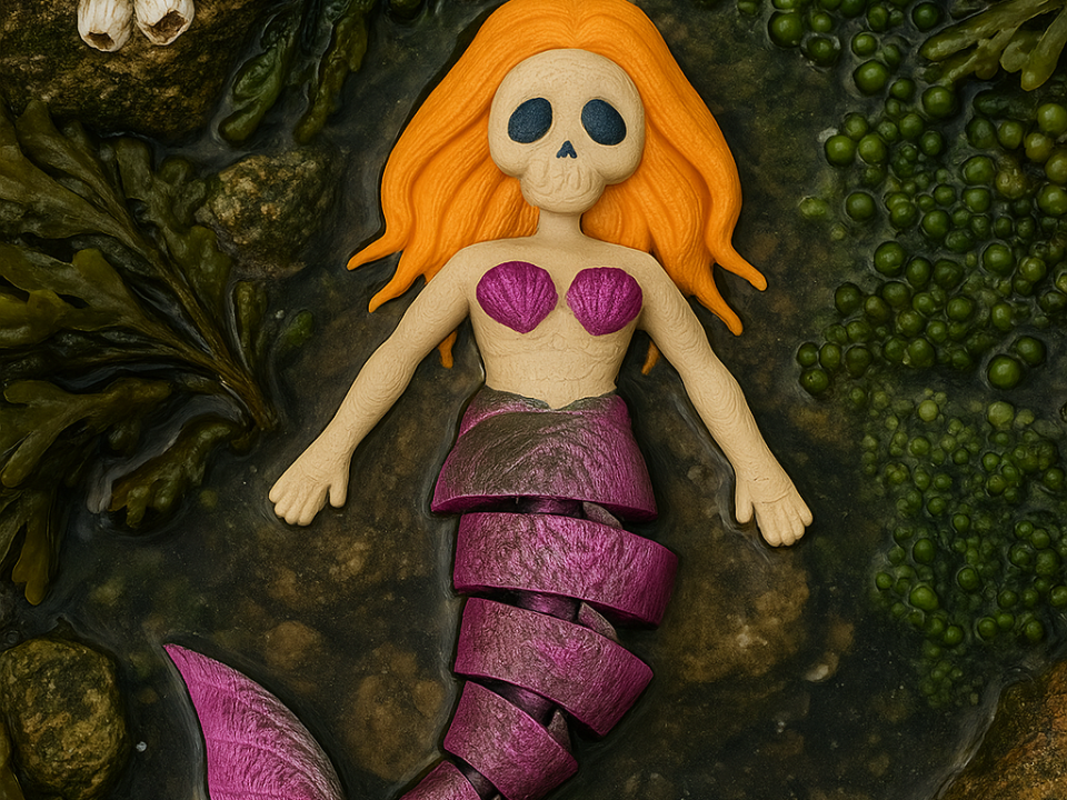 Skeleton Mermaid Articulated Toy & Keychain