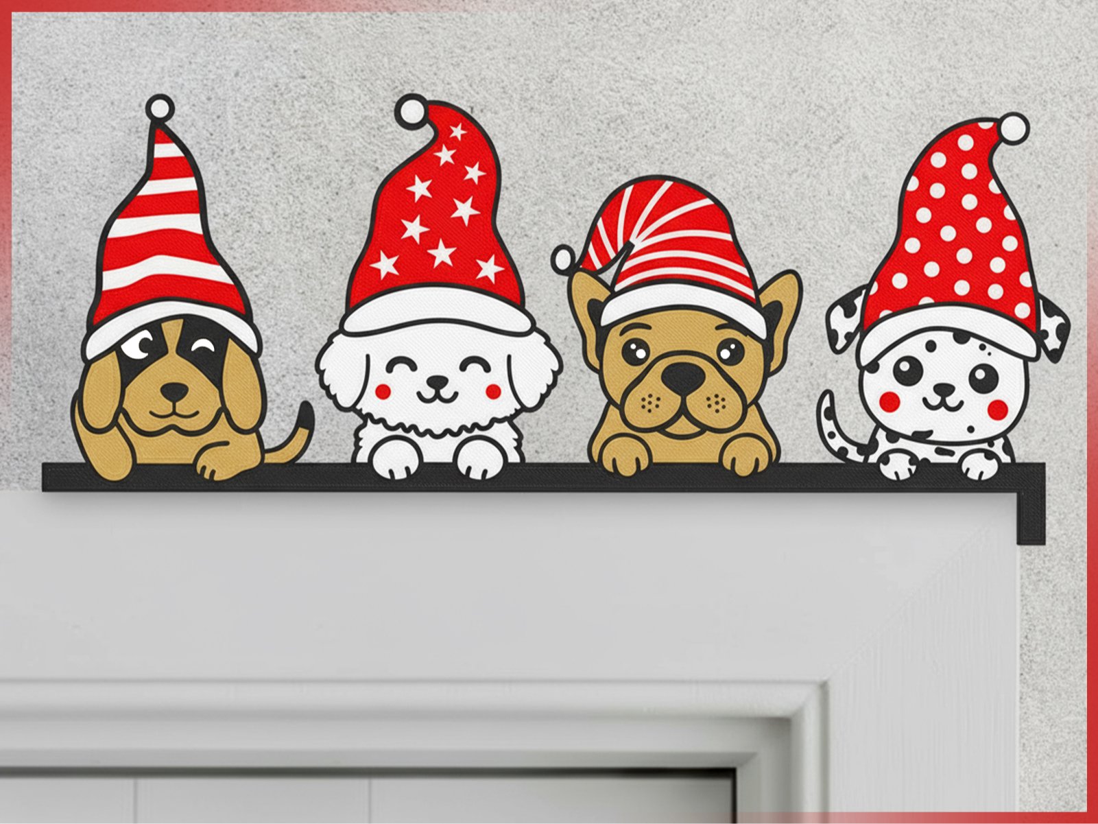 Merry Christmas Dogs Door Corner