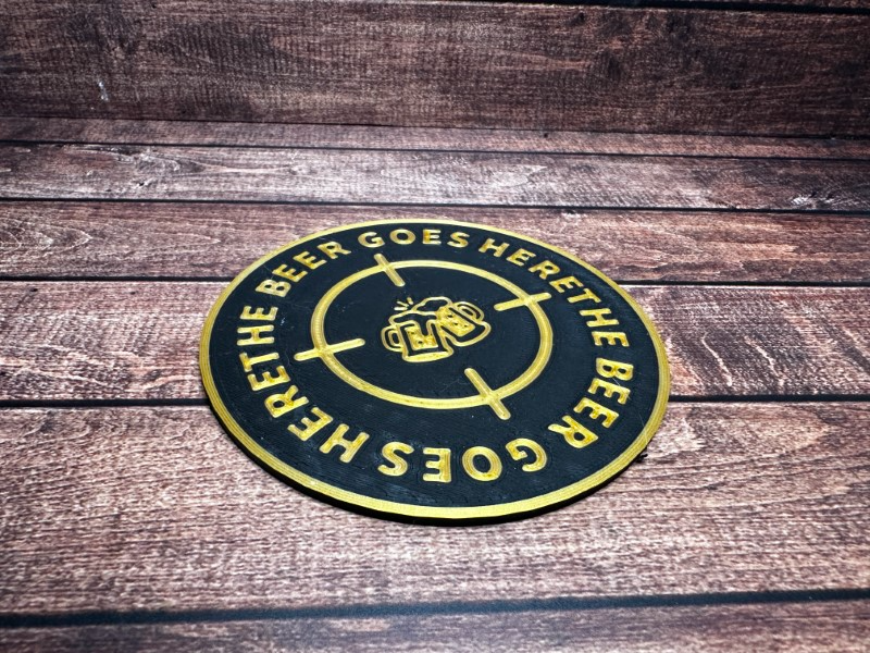 "The Beer Goes Here" Drinks Coaster