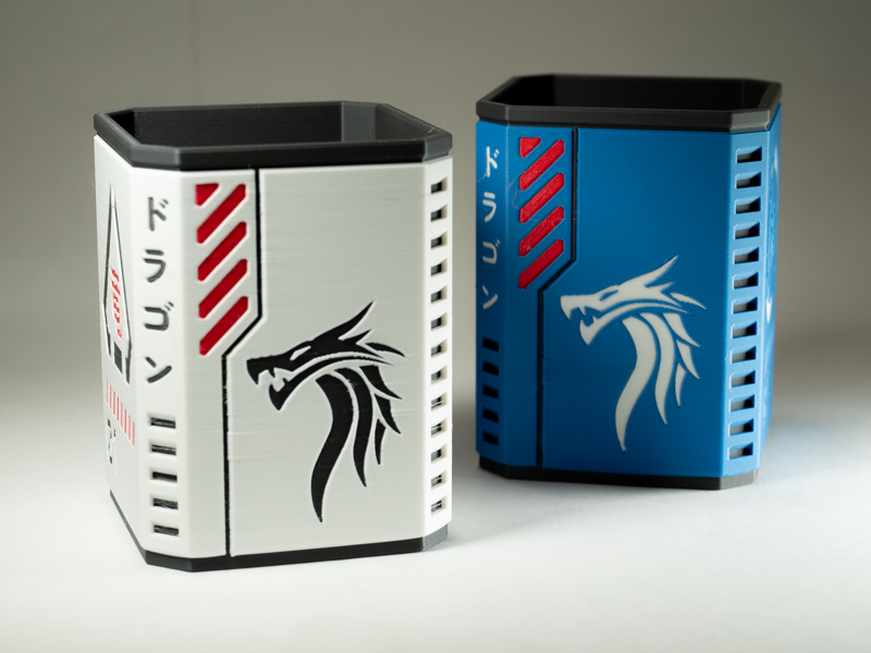 F412 Futuristic Japanese Themed Dragon Pencil Cup