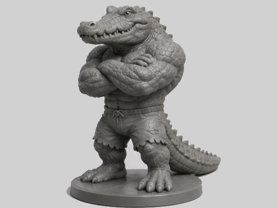 Muscle Crocodile Figurine (Stylized 3D Model)