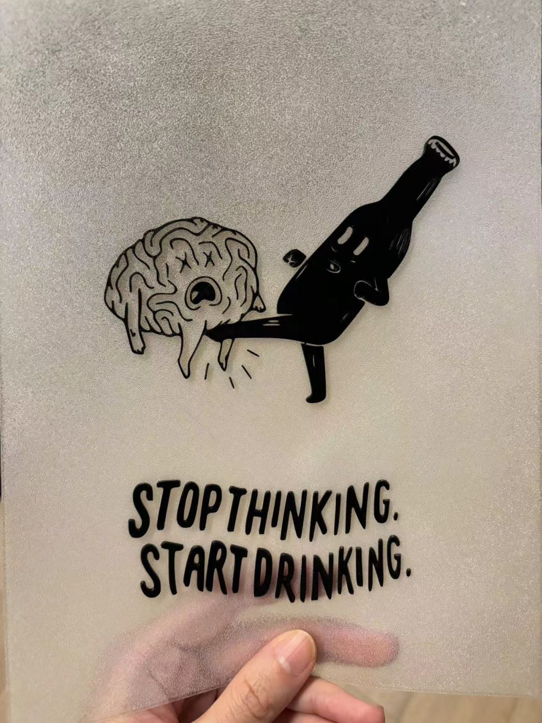 Funny Bar Sign as a Fridgemagnet(Stopthinking Startdrinking)