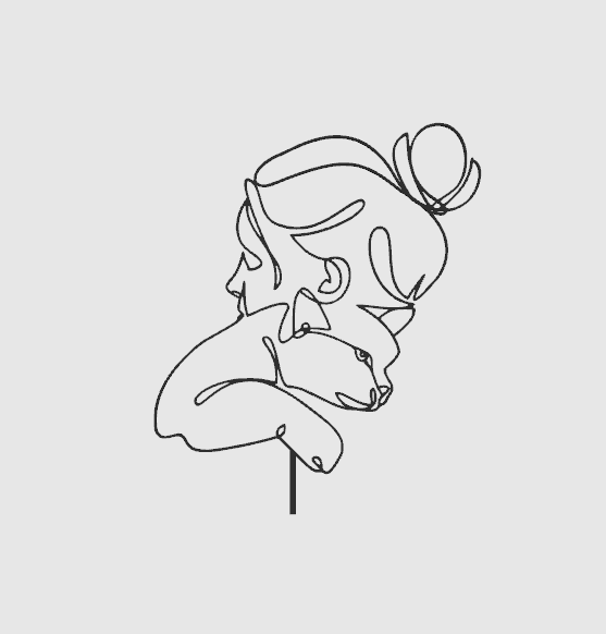One stroke silhouette Animal Love 7