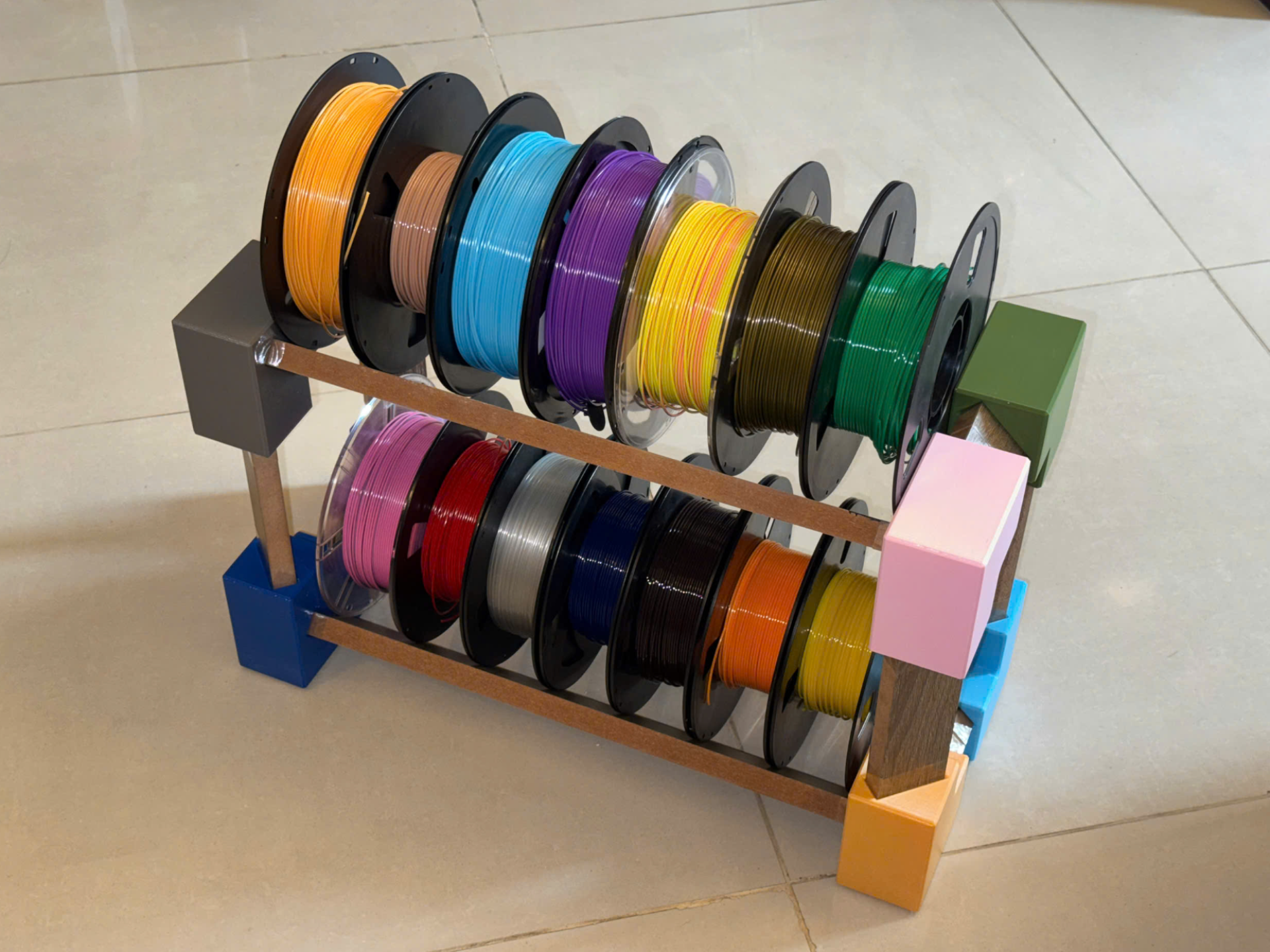2-tier filament rack with wooden sticks