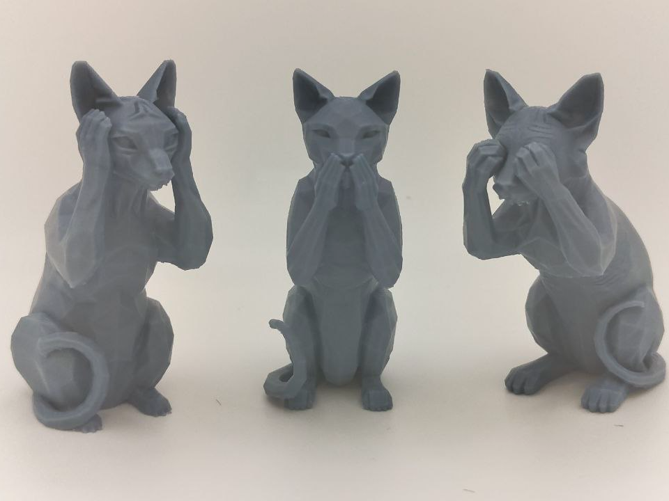 The three wise Sphinx cats - Lowpoly