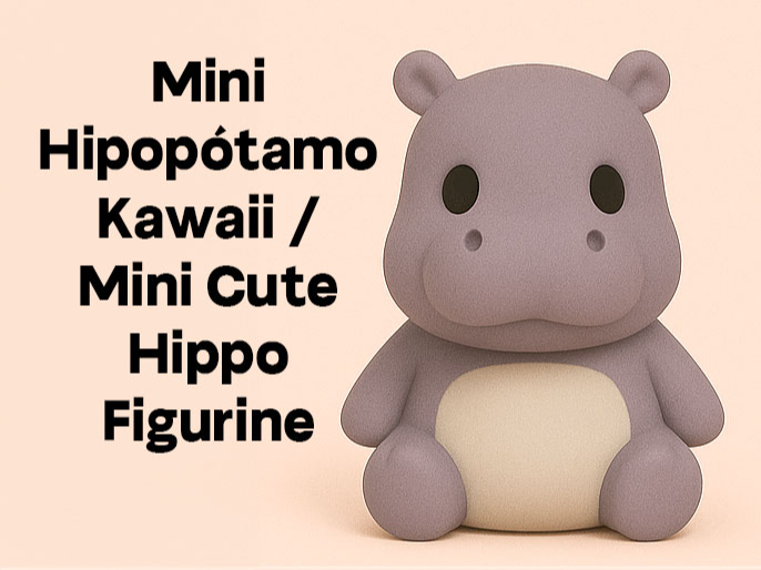 Mini Cute Hippo Figurine + keychain Multi-Color