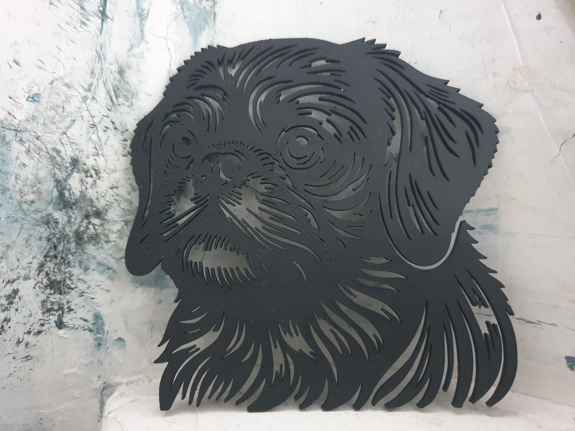 Wandbild Linien Mops Hund