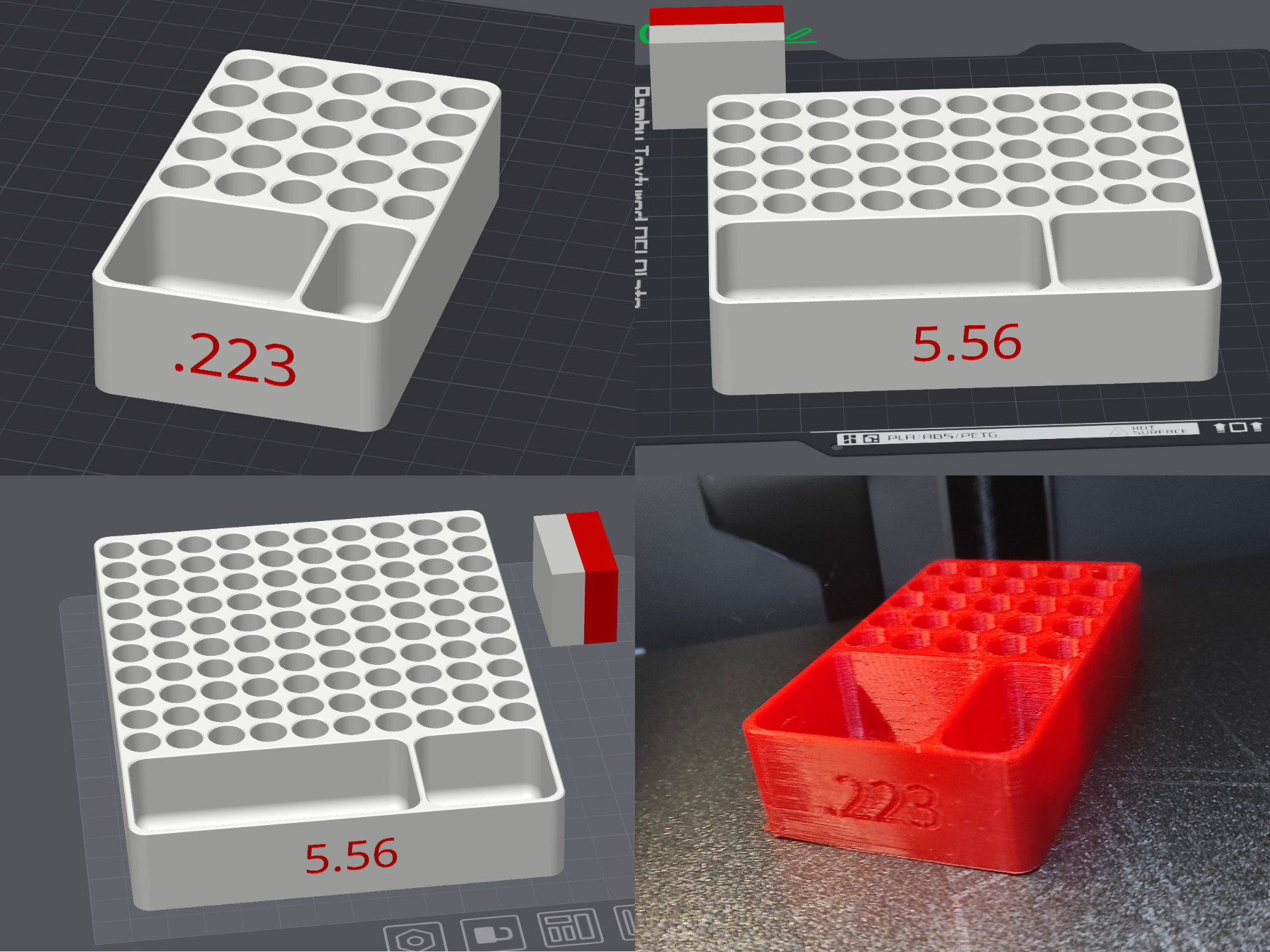 223 Remington/5.56 NATO Reloading Trays Gridfinity