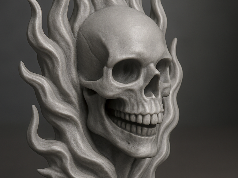 Infernal Whisper – Symbolic Skull Sculpture