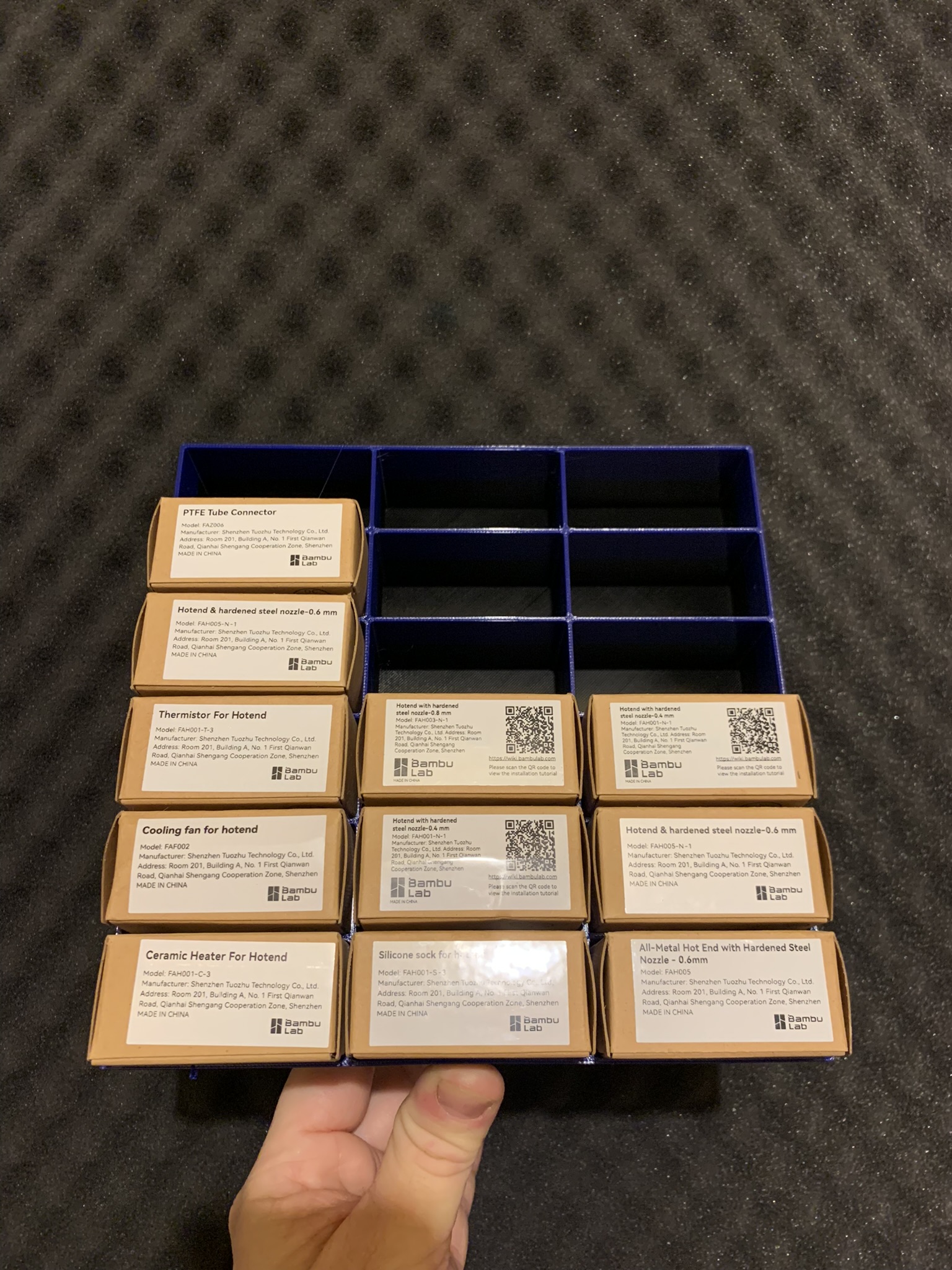 Bambulab box for 18 boxes of spare parts.