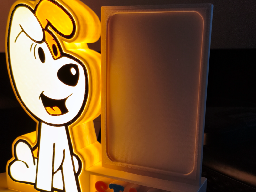 Reksio Lamp with photo frame and editable Name.