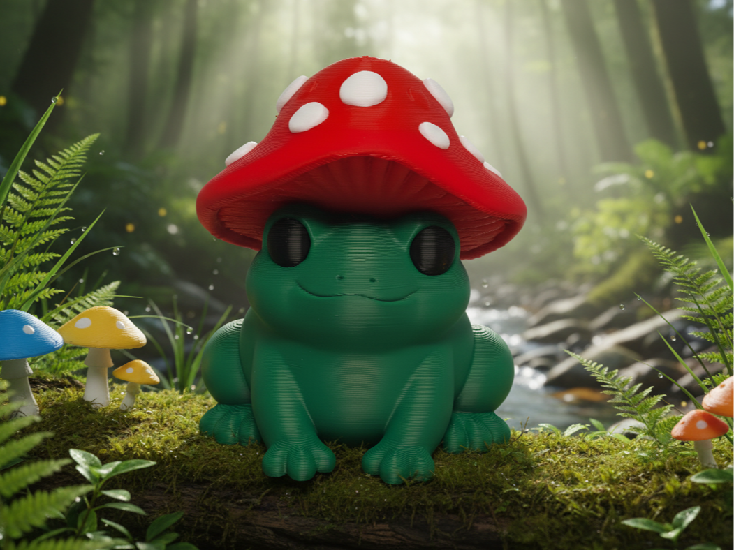 Cute Frog With Mushroom Hat Figurine - Cute Frog