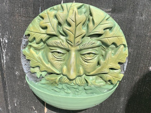 Bird Bath Green Man Face