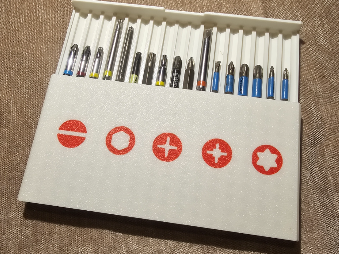 Bits box with sliding lid