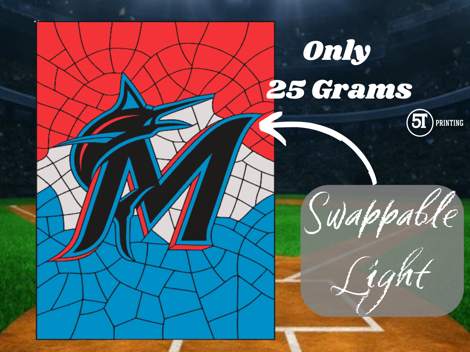 Miami Marlins light (swappable glass)