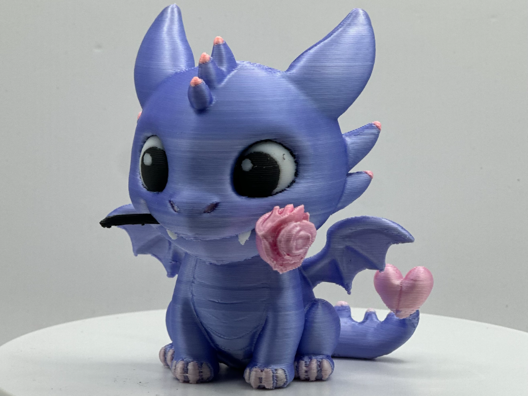 Romantic Baby Dragon with Rose