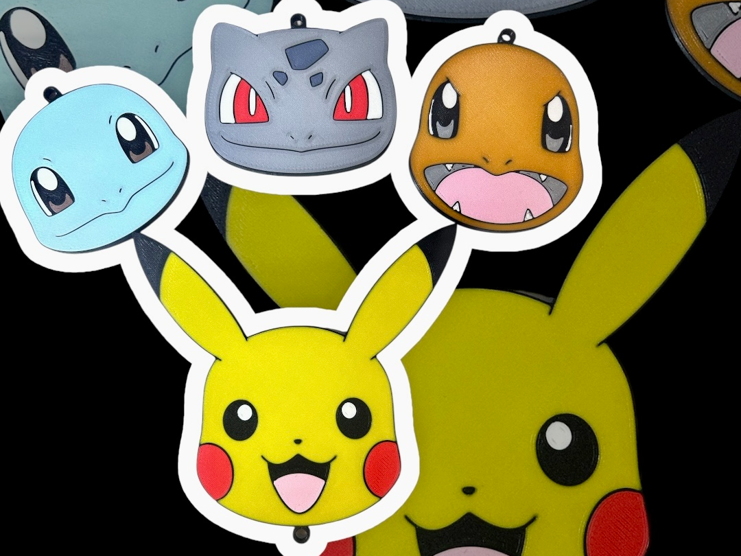 Pokemon Starter Head Keychain Set