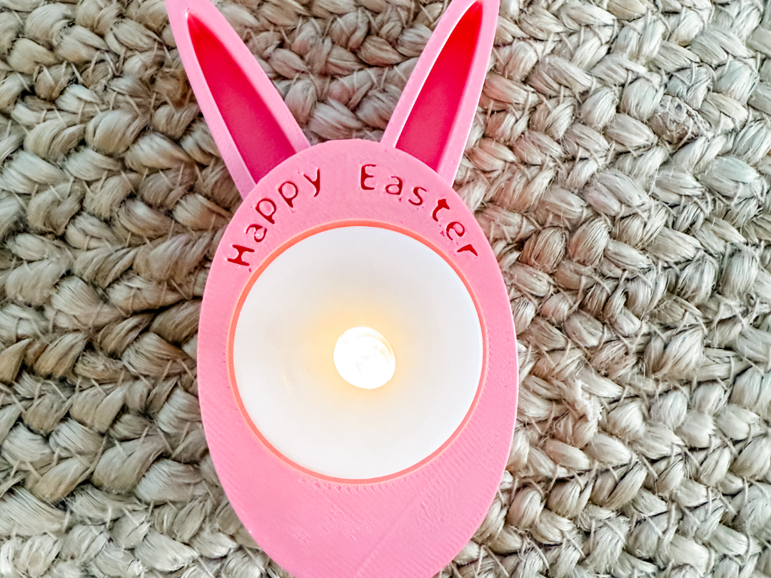 kid-made Easter tea light holder