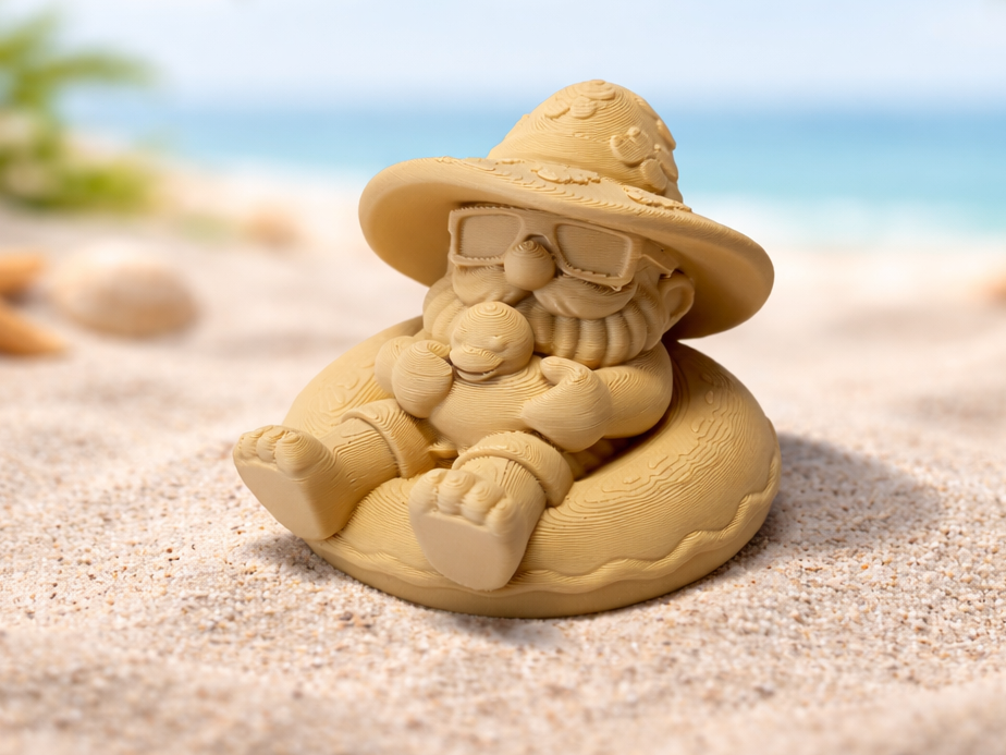 Strandtraum Gnom im Schwimmring-Urlaub