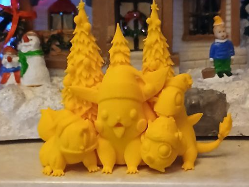 Christmas Pokémon Figurine with Christmas Trees