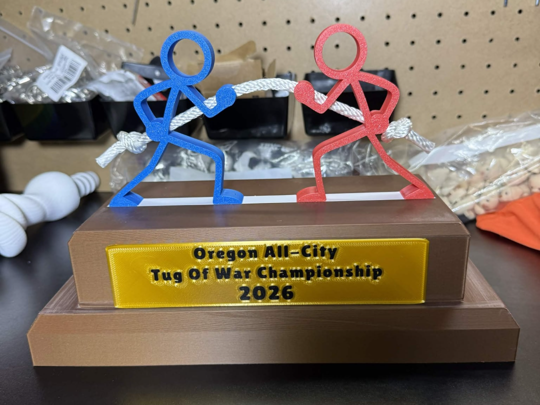 Tug Of War Trophy w/ Blank Plate