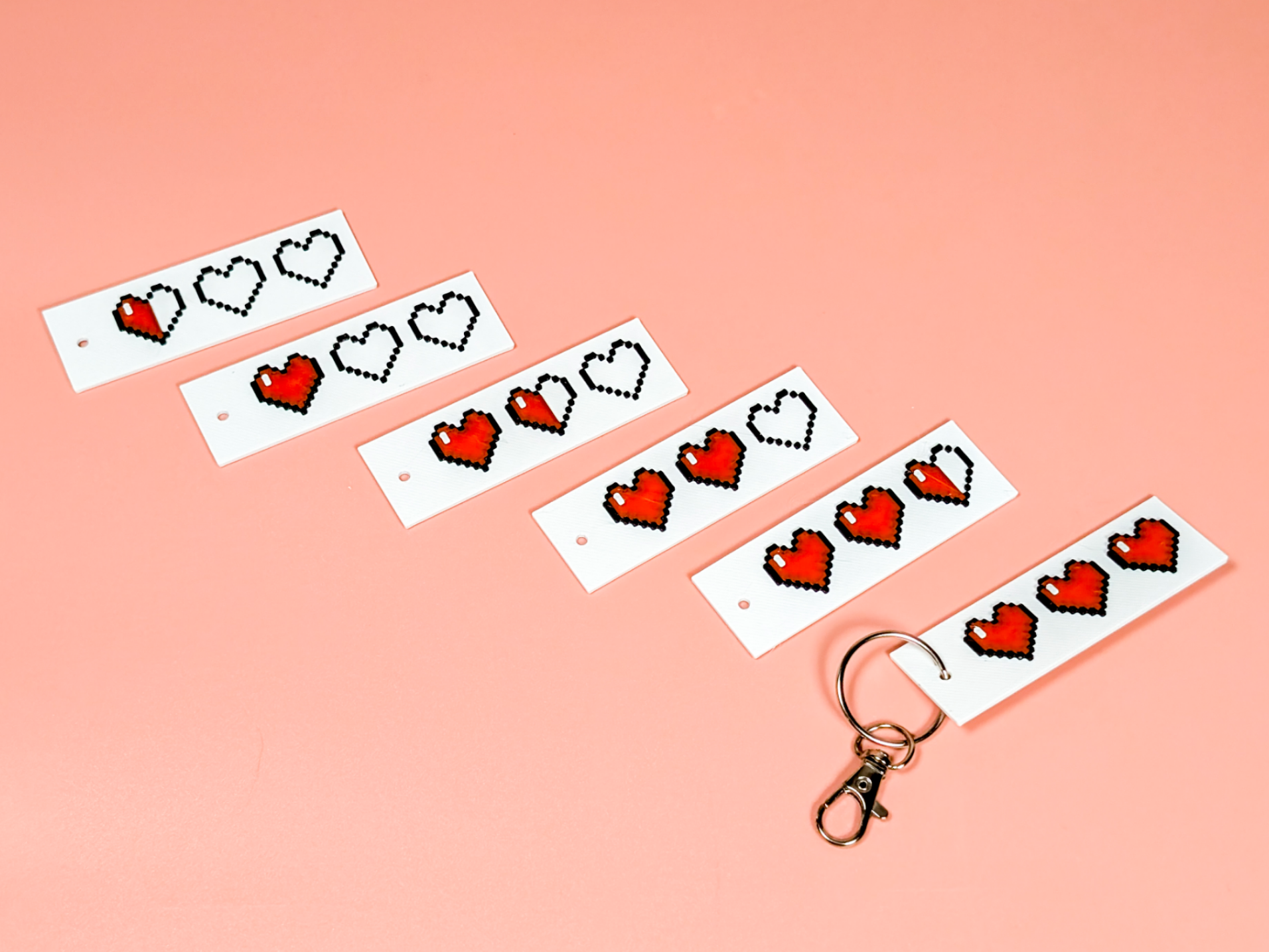 Retro Hearts / Lives Keychain