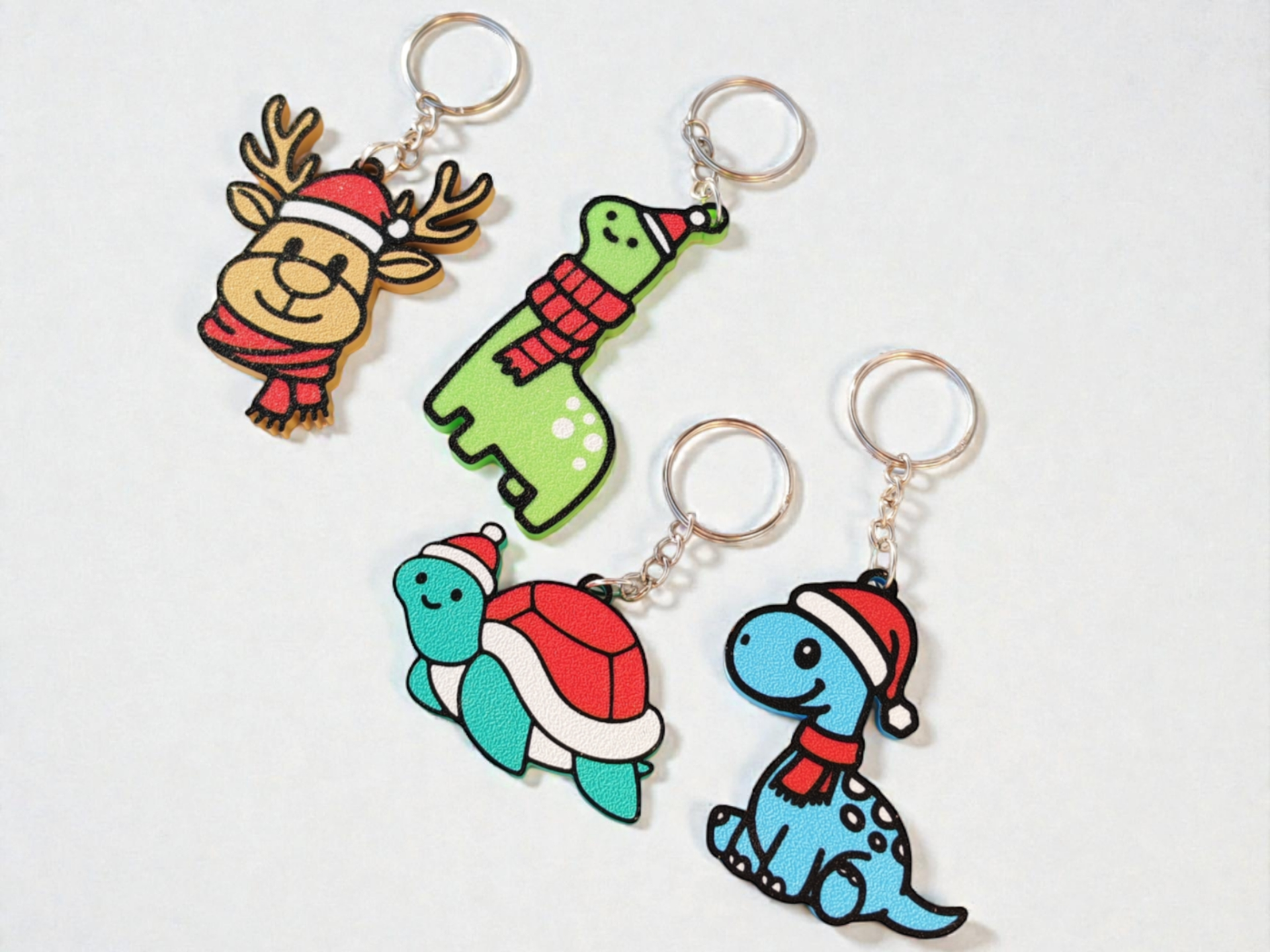 Christmas Dinosaurs Keychain Set