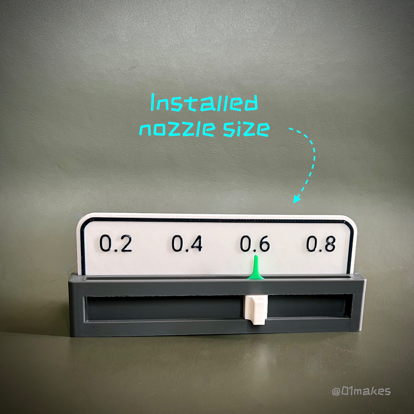 Nozzle size reminder sign