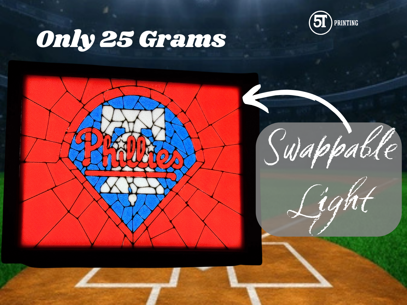 Philadelphia Phillies light (swappable glass)