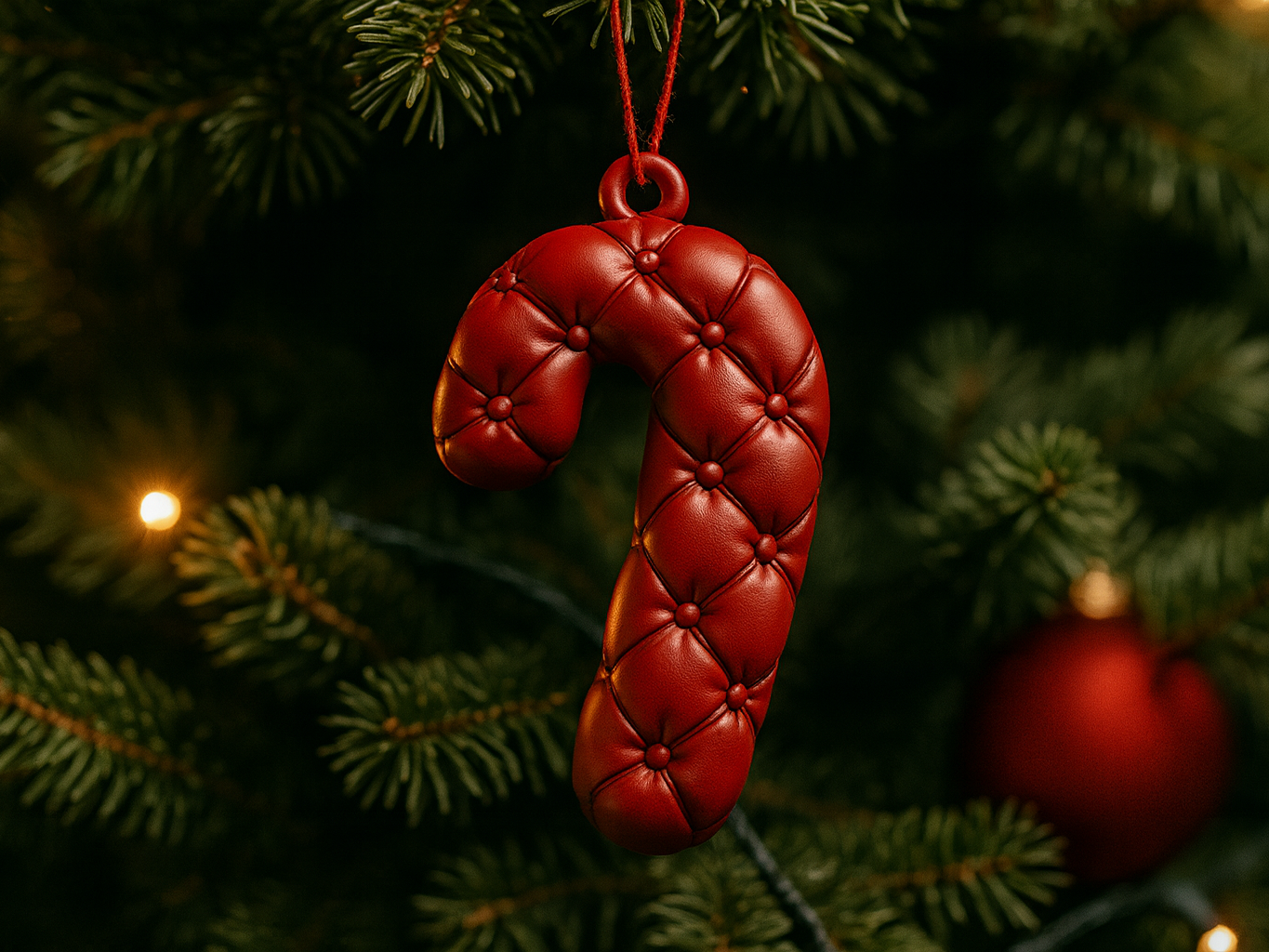 Tufted Candy Cane Christmas Ornament