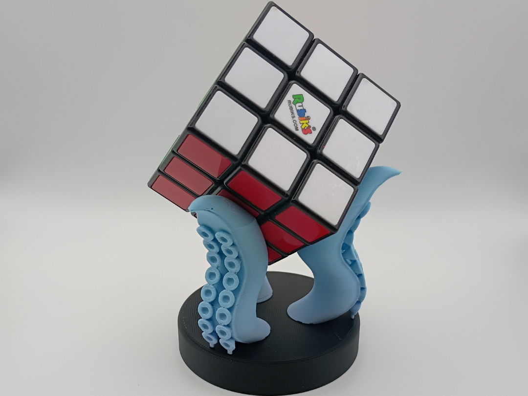 Rubik's cube squid themed stand