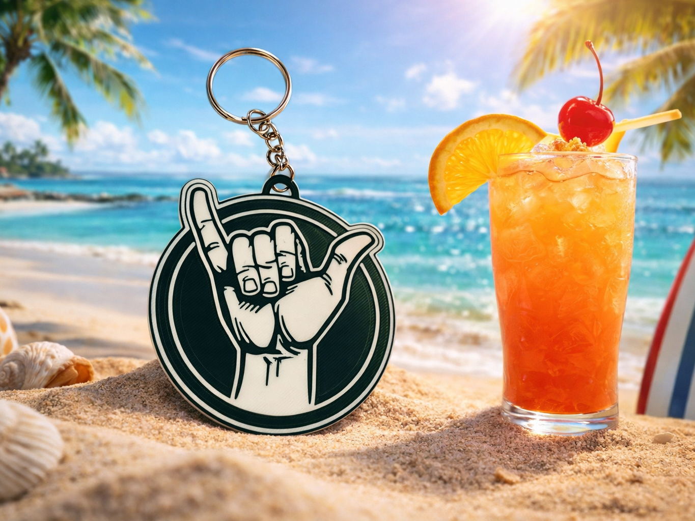 shaka hand keychain