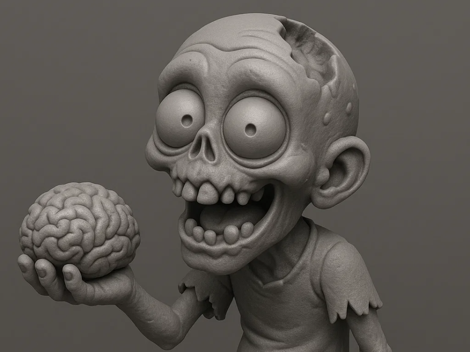 Cartoon Zombie Figurine – Brain in Hand
