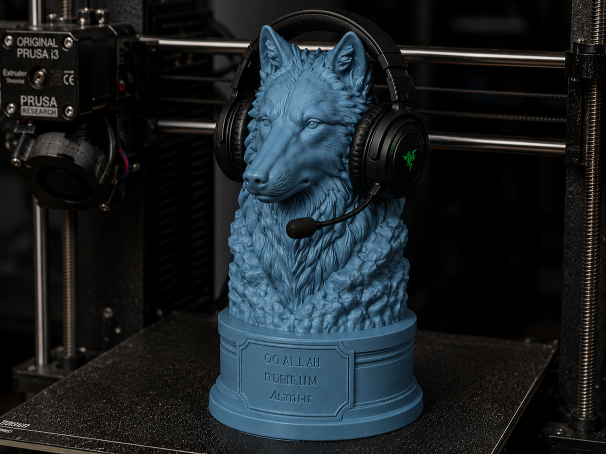 Gamer Wolf Bust & Headset Stand